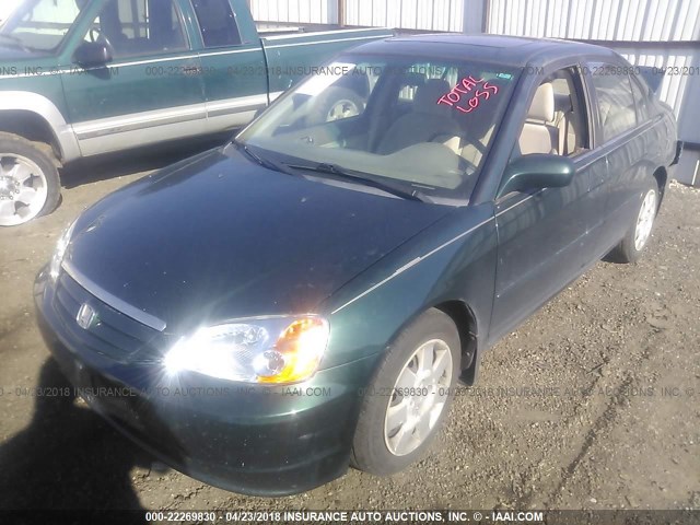 1HGES26792L054433 - 2002 HONDA CIVIC EX GREEN photo 2