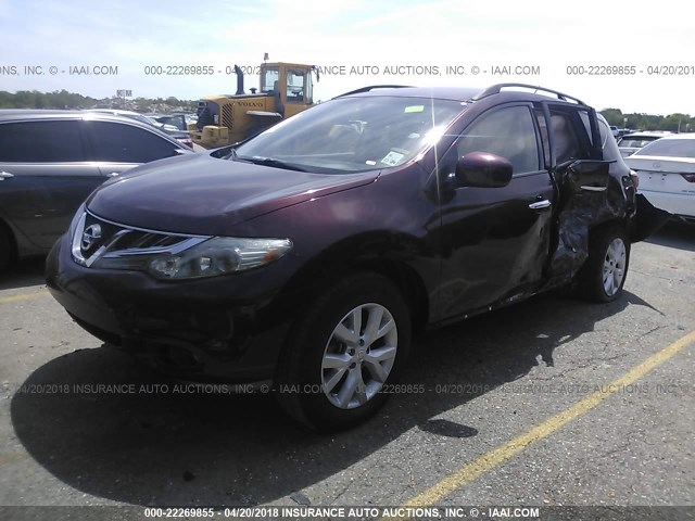 JN8AZ1MW6DW318680 - 2013 NISSAN MURANO S/SL/LE MAROON photo 2