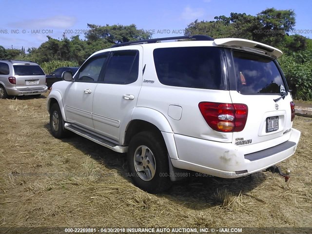 5TDBT48A82S095685 - 2002 TOYOTA SEQUOIA LIMITED WHITE photo 3