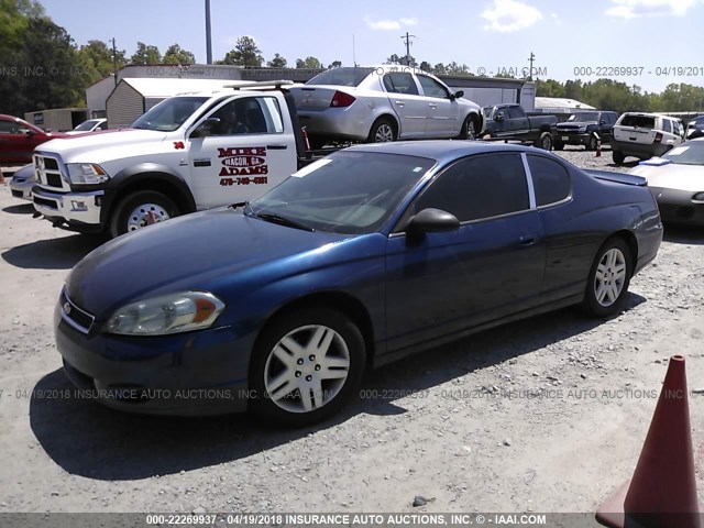 2G1WK16K679219766 - 2007 CHEVROLET MONTE CARLO LT Dark Blue photo 2