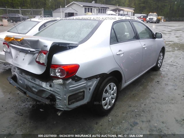 2T1BU4EE4BC606550 - 2011 TOYOTA COROLLA S/LE SILVER photo 4