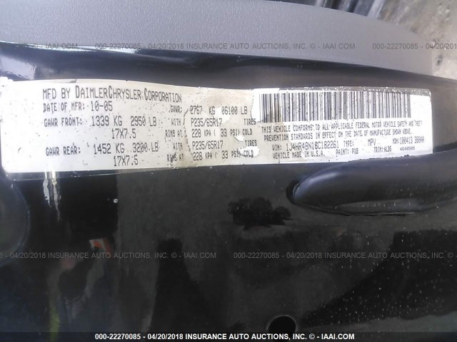 1J4HR48N16C182261 - 2006 JEEP GRAND CHEROKEE LAREDO/COLUMBIA/FREEDOM 黑色 照片 9