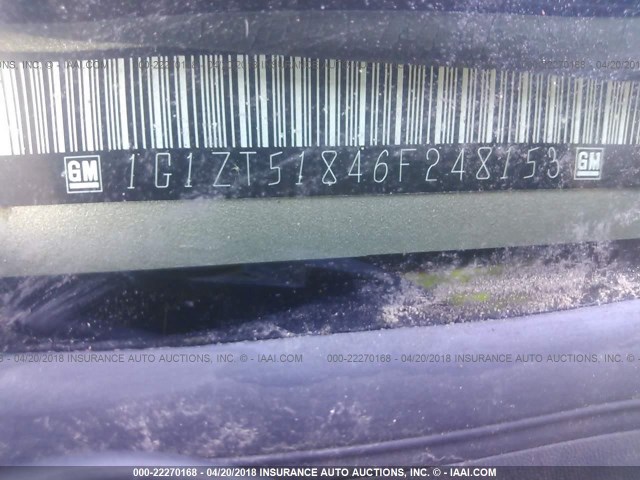 1G1ZT51846F248153 - 2006 CHEVROLET MALIBU LT GOLD photo 9