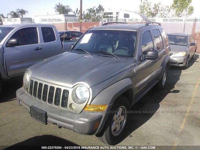 1J4GL48596W232660 - 2006 JEEP LIBERTY SPORT GRAY photo 2