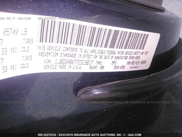 1J8GS48K77C515617 - 2007 JEEP GRAND CHEROKEE LAREDO/COLUMBIA/FREEDOM 蓝色 照片 9