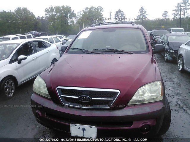 KNDJD733145267955 - 2004 KIA SORENTO EX/LX BURGUNDY photo 6