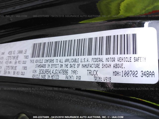 3C6UR5HL4JG147896 - 2018 RAM 2500 ST BLACK photo 9