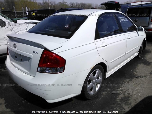 KNAFE121685010602 - 2008 KIA SPECTRA EX/LX/SX WHITE photo 4