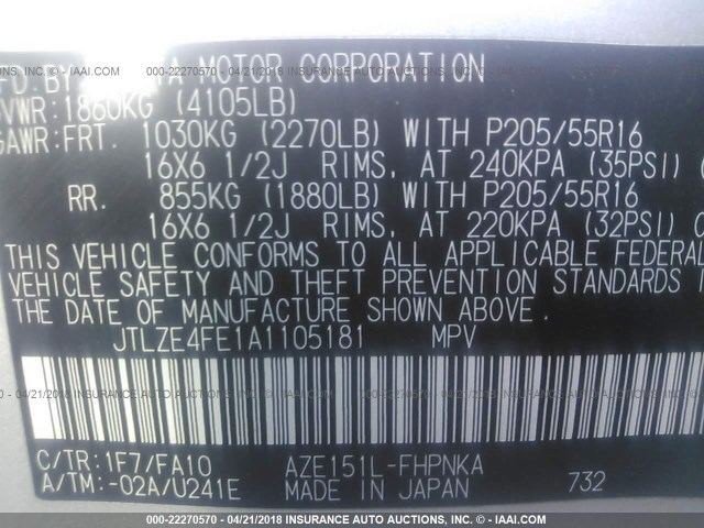 JTLZE4FE1A1105181 - 2010 TOYOTA SCION XB SILVER photo 9