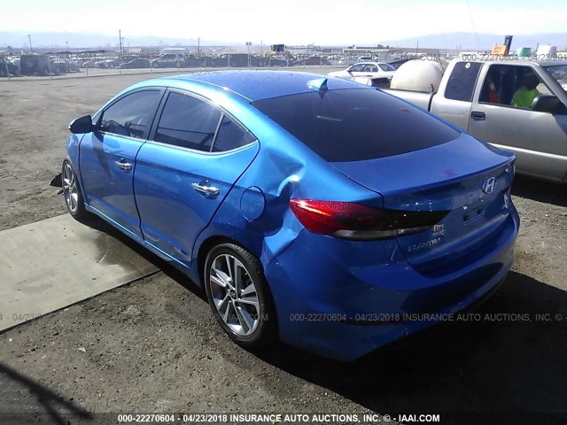 KMHD84LF2HU120805 - 2017 HYUNDAI ELANTRA SE/VALUE/LIMITED BLUE photo 3