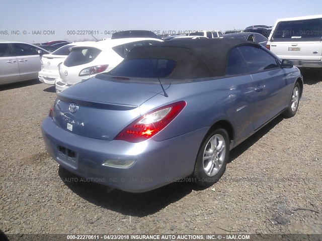 4T1FA38P87U118080 - 2007 TOYOTA CAMRY SOLARA SE/SLE BLUE photo 4