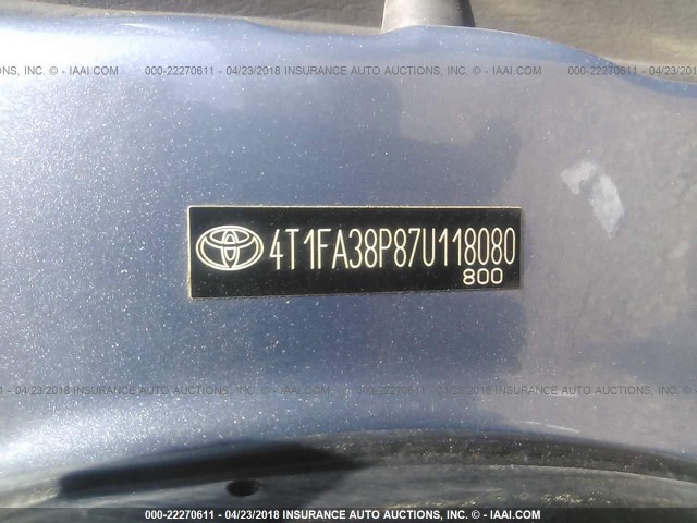 4T1FA38P87U118080 - 2007 TOYOTA CAMRY SOLARA SE/SLE ლურჯი ფოტო 9