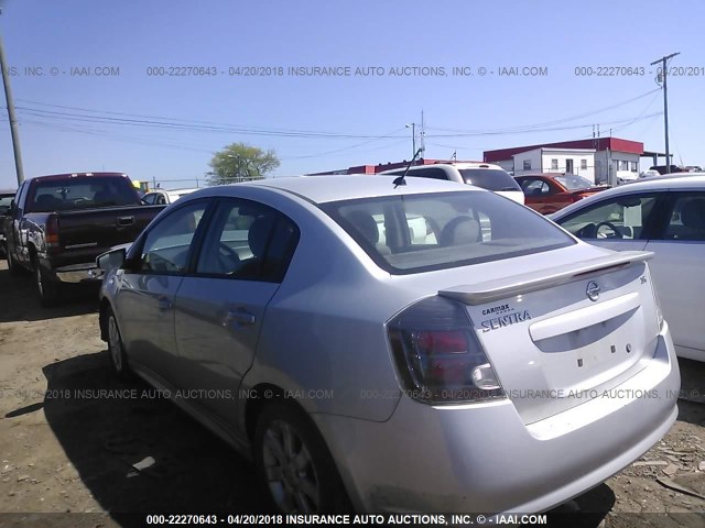 3N1AB6AP4BL682970 - 2011 NISSAN SENTRA 2.0/2.0S/SR/2.0SL SILVER photo 3