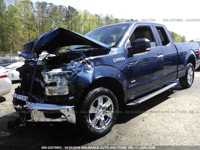 1FTEX1CP6GFB92774 - 2016 FORD F150 SUPER CAB BLUE photo 2