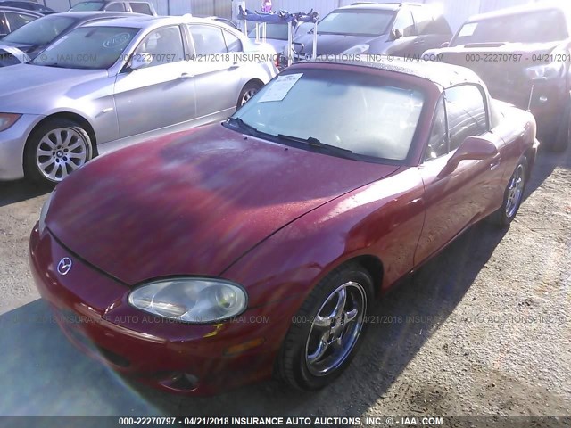 JM1NB353610216036 - 2001 MAZDA MX-5 MIATA LS MAROON photo 2