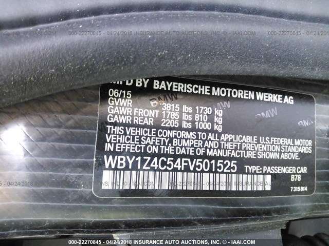 WBY1Z4C54FV501525 - 2015 BMW I3 REX ORANGE photo 9
