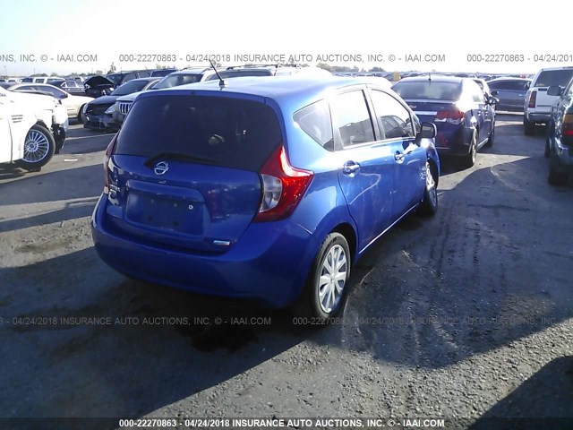 3N1CE2CP0EL419918 - 2014 NISSAN VERSA NOTE S/S PLUS/SV/SL BLUE photo 4