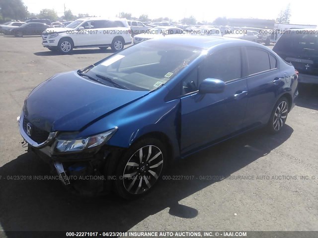 19XFB2F98EE242555 - 2014 HONDA CIVIC EXL BLUE photo 2