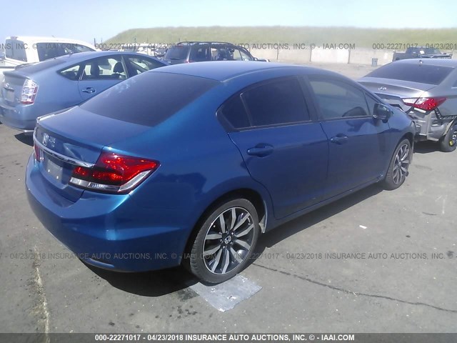 19XFB2F98EE242555 - 2014 HONDA CIVIC EXL BLUE photo 4
