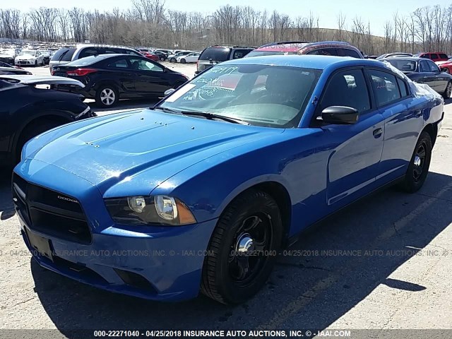 2C3CDXAT8DH642247 - 2013 DODGE CHARGER POLICE BLUE photo 2