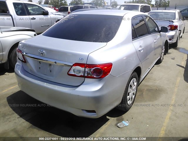 2T1BU4EE0BC589620 - 2011 TOYOTA COROLLA S/LE SILVER photo 4