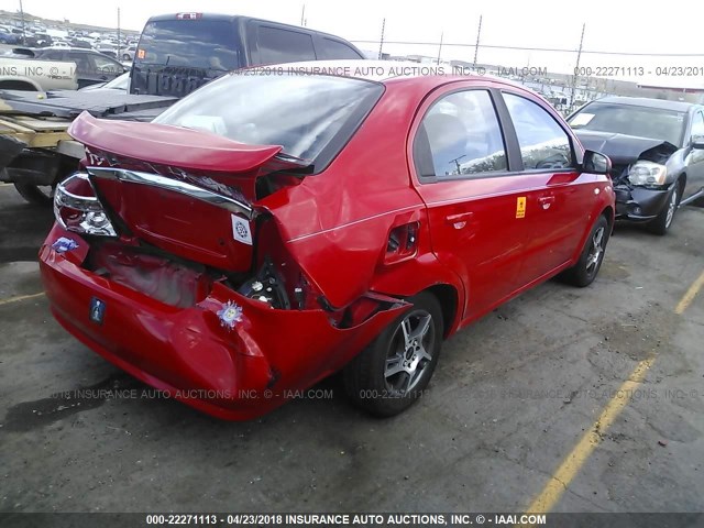 KL1TD566X7B062134 - 2007 CHEVROLET AVEO LS 红色 照片 4