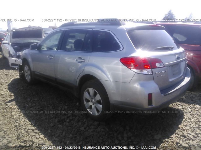 4S4BRBGC3B3407754 - 2011 SUBARU OUTBACK 2.5I PREMIUM GRAY photo 3