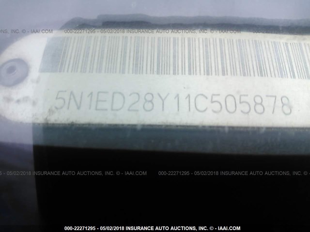 5N1ED28Y11C505878 - 2001 NISSAN XTERRA XE/SE BLUE photo 9