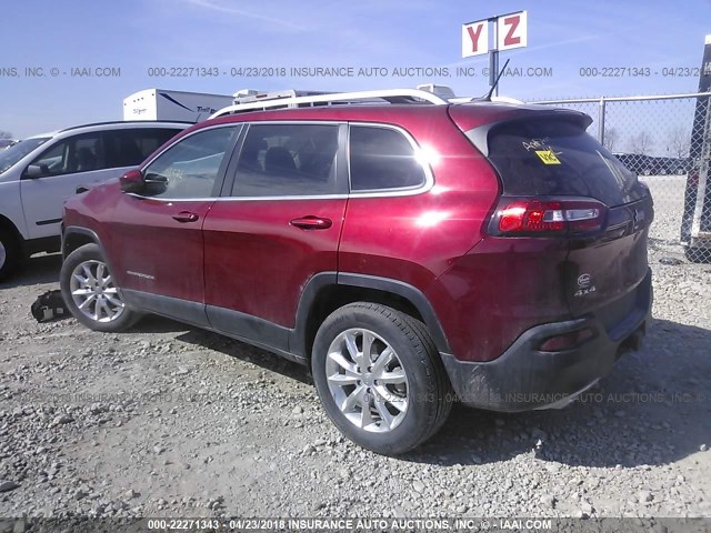 1C4PJMDS8FW660095 - 2015 JEEP CHEROKEE LIMITED RED photo 3