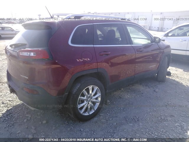 1C4PJMDS8FW660095 - 2015 JEEP CHEROKEE LIMITED RED photo 4