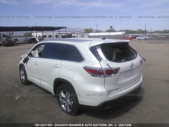 5TDYKRFH7FS042895 - 2015 TOYOTA HIGHLANDER LIMITED/LTD PLATINUM WHITE photo 3