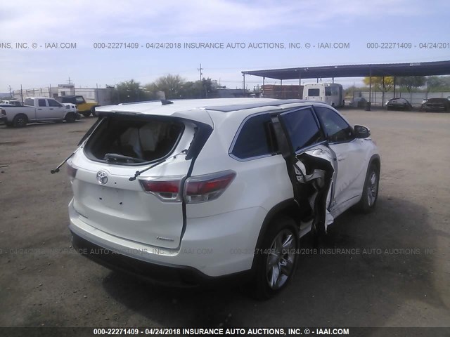 5TDYKRFH7FS042895 - 2015 TOYOTA HIGHLANDER LIMITED/LTD PLATINUM WHITE photo 4