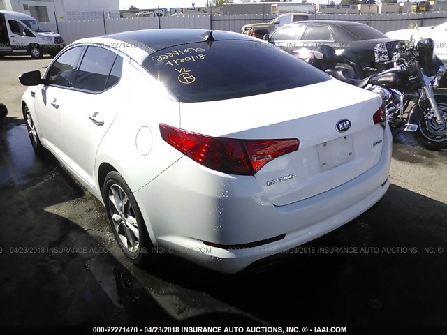 5XXGN4A79DG181302 - 2013 KIA OPTIMA EX WHITE photo 3