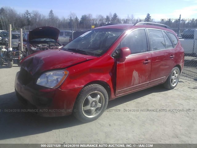 KNAFG528097245985 - 2009 KIA RONDO LX/EX RED photo 2