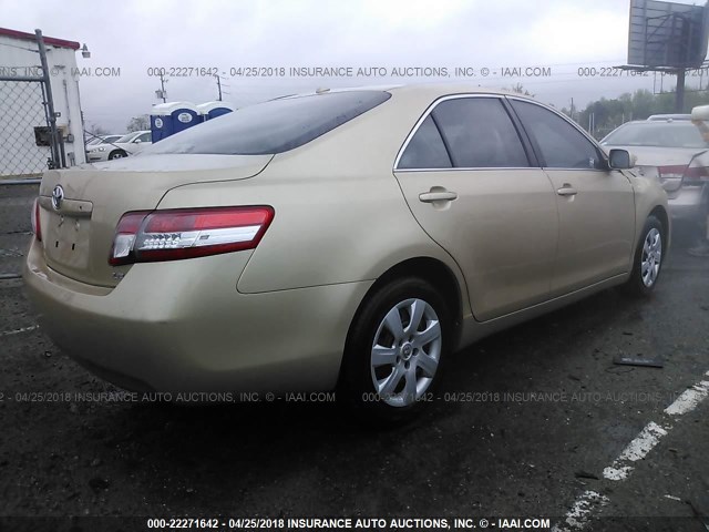 4T1BF3EK6BU667259 - 2011 TOYOTA CAMRY SE/LE/XLE GOLD photo 4