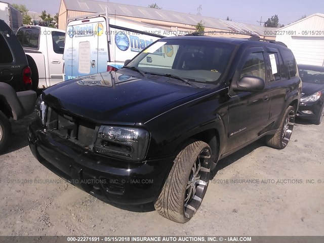 1GNDT13S922500538 - 2002 CHEVROLET TRAILBLAZER  BLACK photo 2