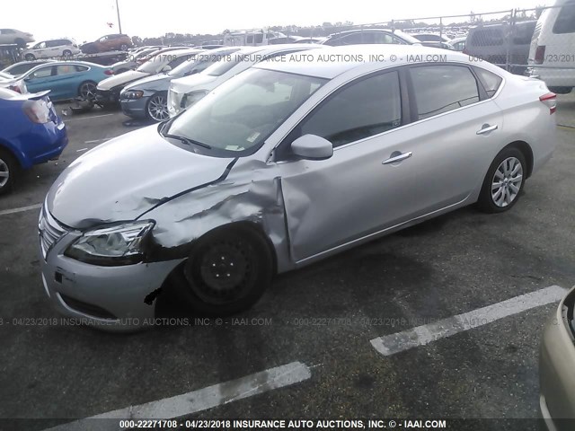 3N1AB7AP5FL629996 - 2015 NISSAN SENTRA S/SV/SR/SL SILVER photo 2