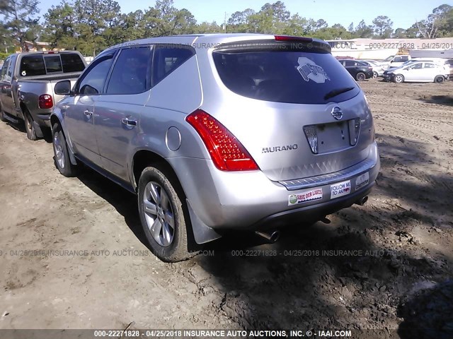 JN8AZ08T47W527978 - 2007 NISSAN MURANO SL/SE/S SILVER photo 3