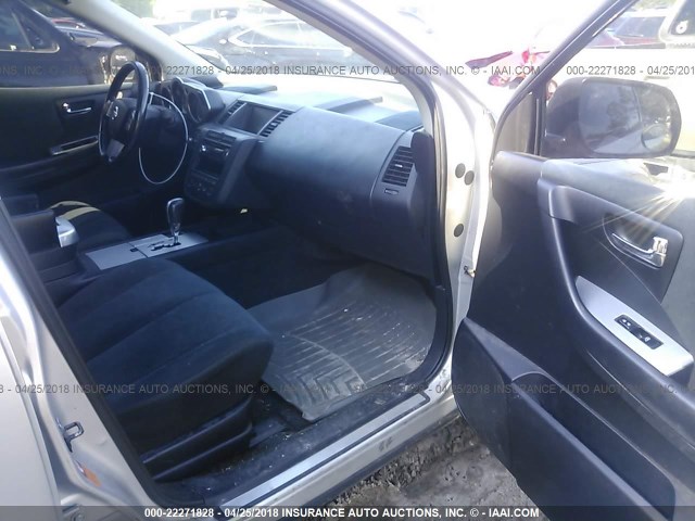 JN8AZ08T47W527978 - 2007 NISSAN MURANO SL/SE/S SILVER photo 5