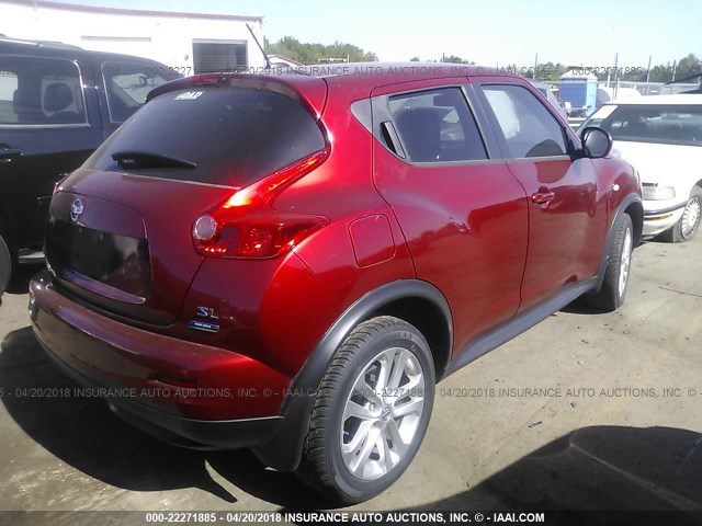 JN8AF5MR5ET452514 - 2014 NISSAN JUKE S/SV/SL/NISMO RED photo 4