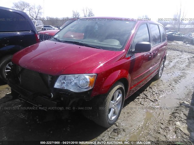 2C4RDGBG5DR671853 - 2013 DODGE GRAND CARAVAN SE RED photo 2