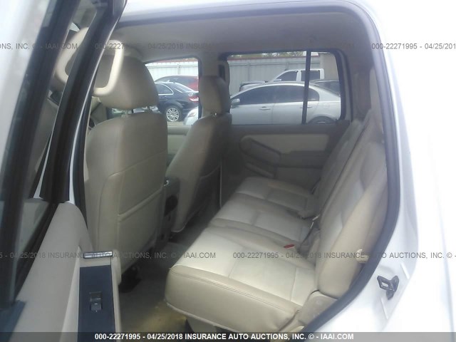 1FMEU63E68UB24746 - 2008 FORD EXPLORER XLT WHITE photo 8