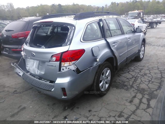 4S4BRBAC0C3254552 - 2012 SUBARU OUTBACK 2.5I SILVER photo 4