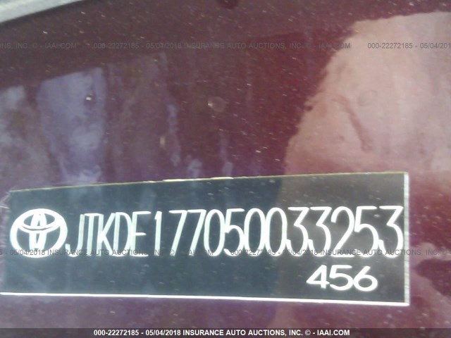 JTKDE177050033253 - 2005 TOYOTA SCION TC 紫色 照片 9