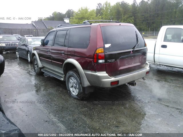 JA4LS31H1YP036824 - 2000 MITSUBISHI MONTERO SPORT LS/SPORT XLS BURGUNDY photo 3