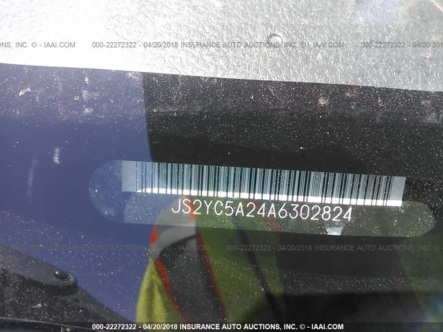 JS2YC5A24A6302824 - 2010 SUZUKI SX4 LE GRAY photo 9