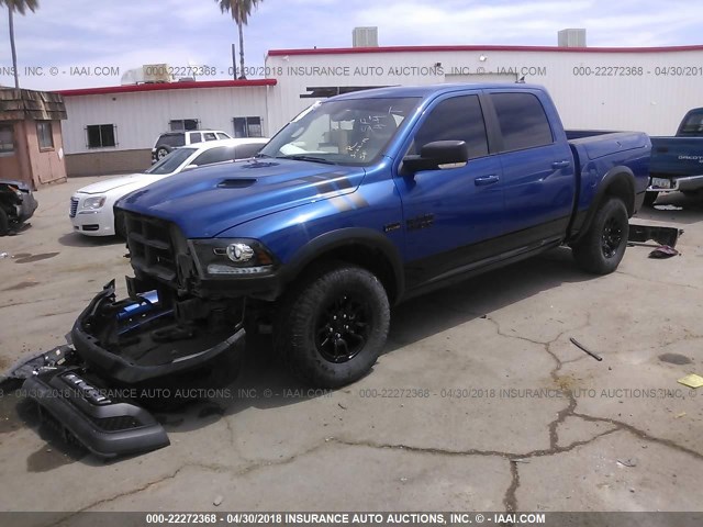 1C6RR6YT2HS805519 - 2017 RAM 1500 REBEL BLUE photo 2