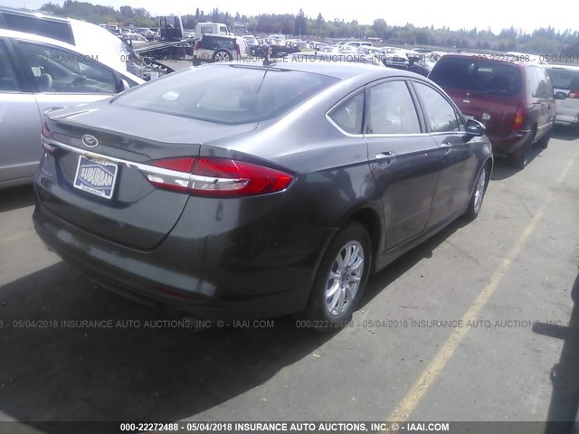 3FA6P0G73JR171521 - 2018 FORD FUSION S GRAY photo 4