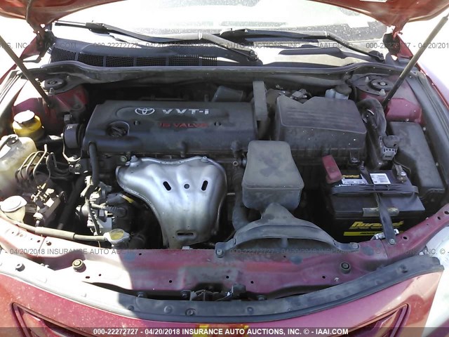 4T4BE46K48R046124 - 2008 TOYOTA CAMRY CE/LE/XLE/SE RED photo 10