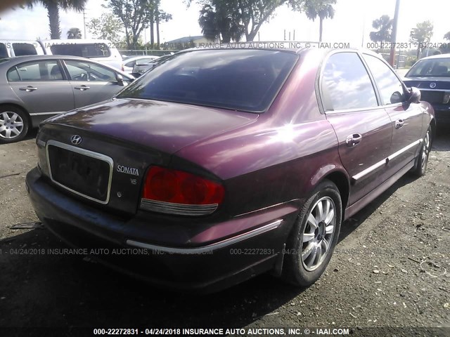 KMHWF35HX3A804566 - 2003 HYUNDAI SONATA GLS/LX MAROON photo 4